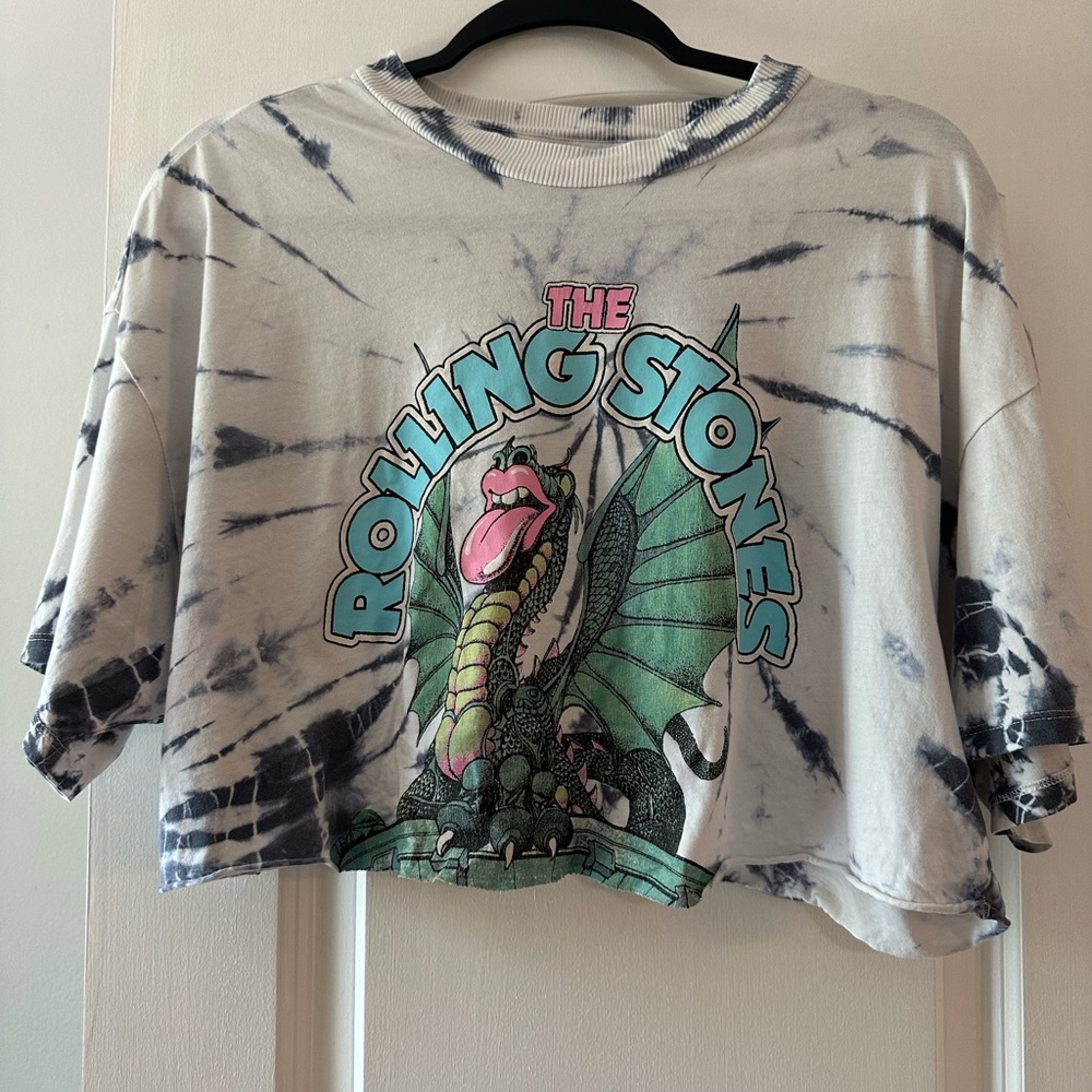H&M Divided- Rolling Stones Kids Tie-Dye T-Shirt - Navy & White